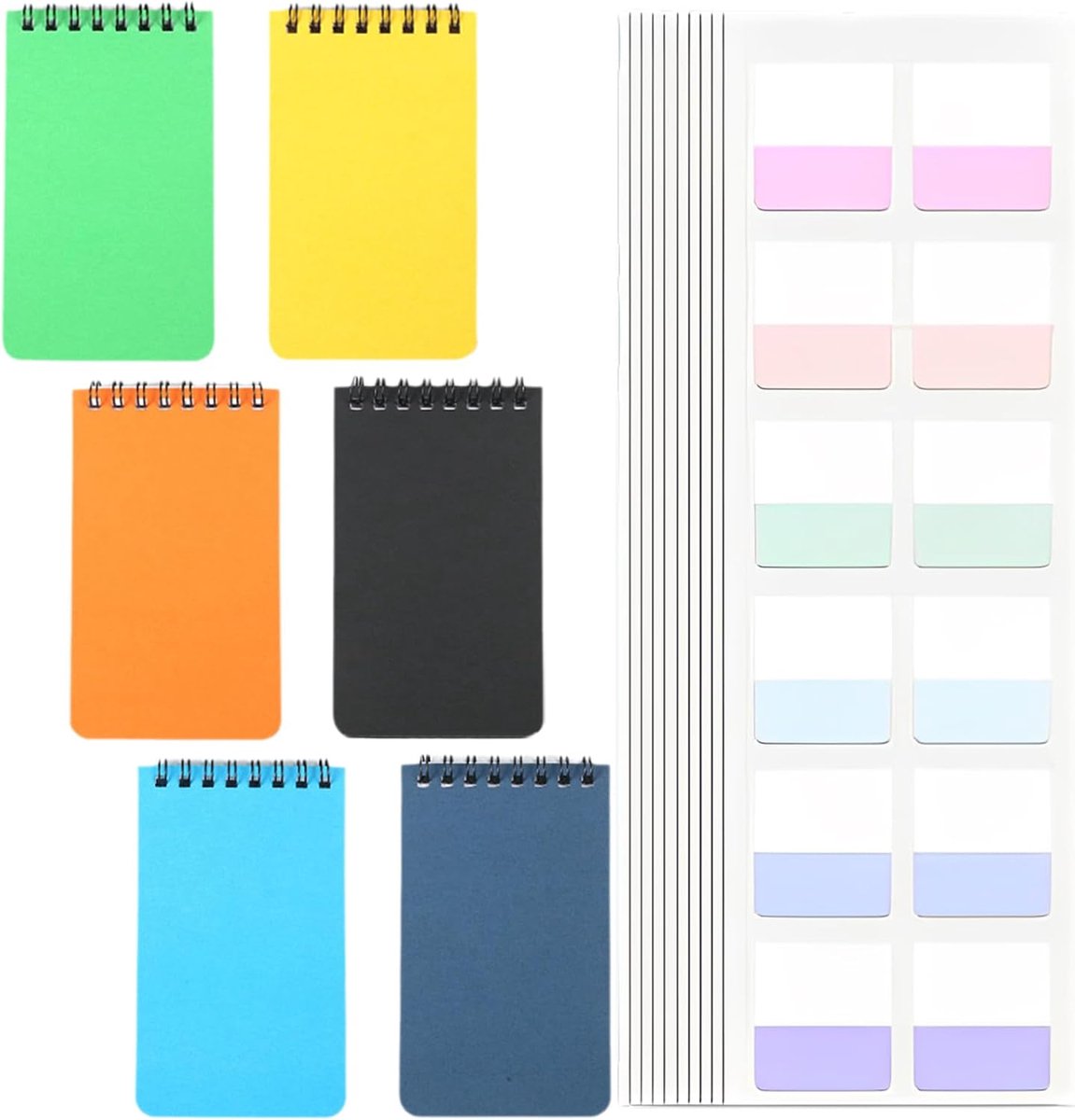6 stuks spiraal notitieblok, A7 notitieblok, klein, gekleurd notitieblok met spiraalbinding voor memo's, onderweg leren, schoolspullen