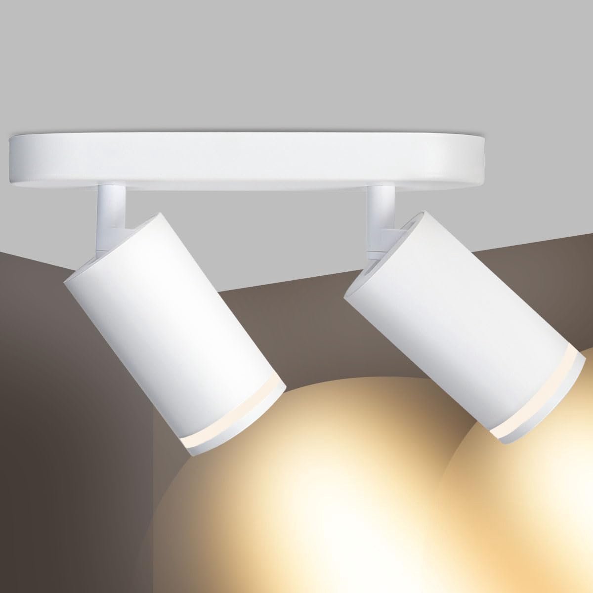Plafondspot, 2 lichtpunten, draaibaar, afneembare lampkoppen, GU10-fitting, aluminium, plafondspot, plafondlamp, zonder lampen (2 lichtpunten, wit)