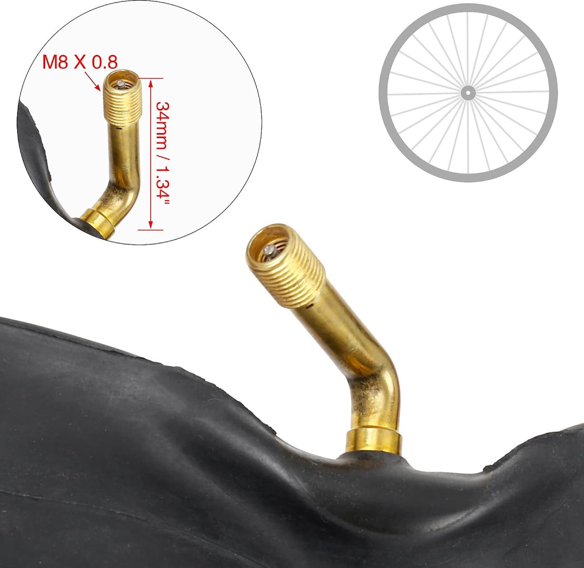Fietsband binnenslang 14 x 2,125 gebogen US ventiel voor 14 inch MTB bandslangen