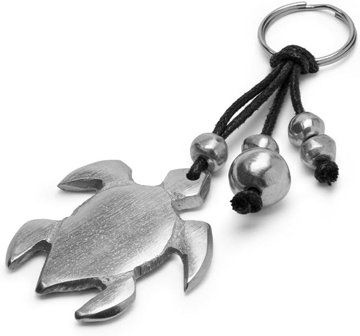 Sleutelhanger met schildpad gemaakt van 100% gerecycled aluminium. Nikkel getest. Vakmanschap, Unisex. AL06067, Zwart, S