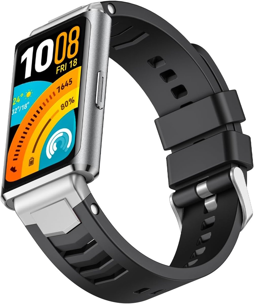 Siliconen band compatibel met Huawei Band 11/11 Pro Strap, zachte sportband, ademend, ultralicht, waterdicht, duurzaam voor vrouwen en mannen, verstelbare vervangende polsband voor Huawei Band