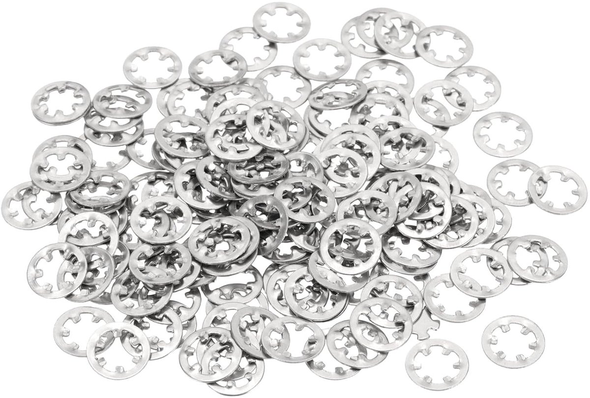 Remringen voor interne tanden, M4, 150 stuks, assortimentset, tandrem, 304, roestvrij staal, voor mechanische apparatuur, bevestigingsclips, zilverkleurig