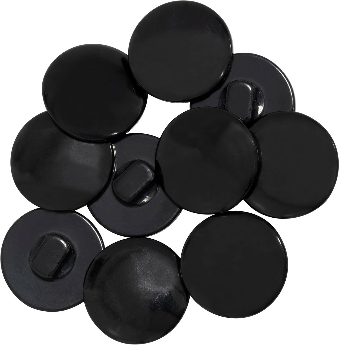 - C67952 - set met 10 naaiknoppen met schacht Ø 20 x 6,5 mm 32 l L32 - zwarte kleur - opening 2 mm - van kunststof - korte kleding naaien confect stof naald