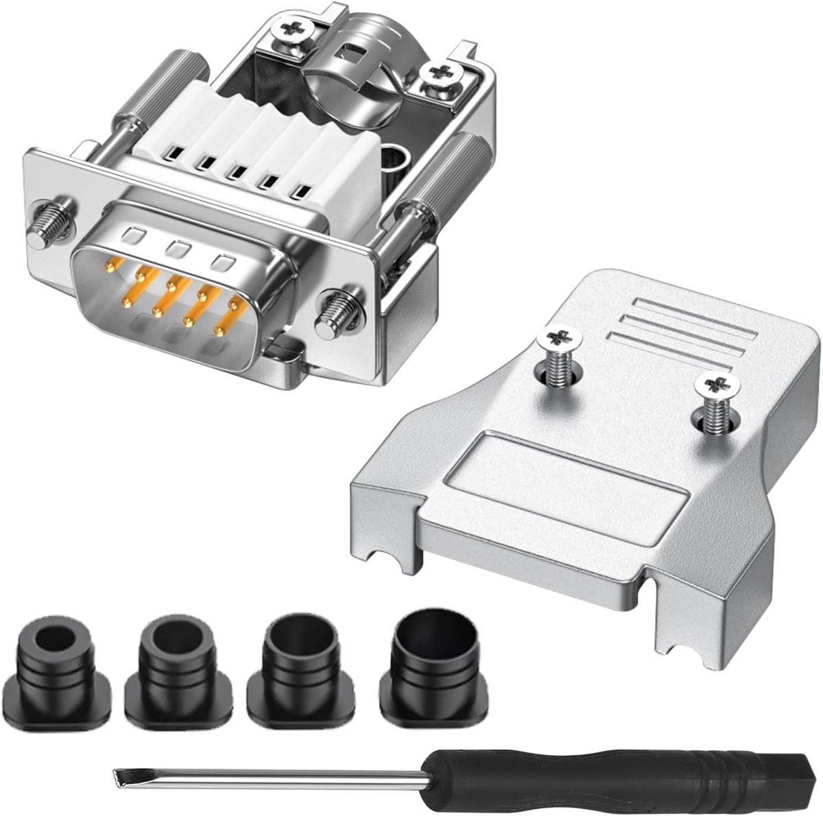 Seriële Connector Compact DB9 Mannelijke Crimp Terminal Breakout Adapter Vergulde D-SUB 9Pin Soldeerloze Plug, Voorschroef, Achterpijp, voor Reparatie RS232