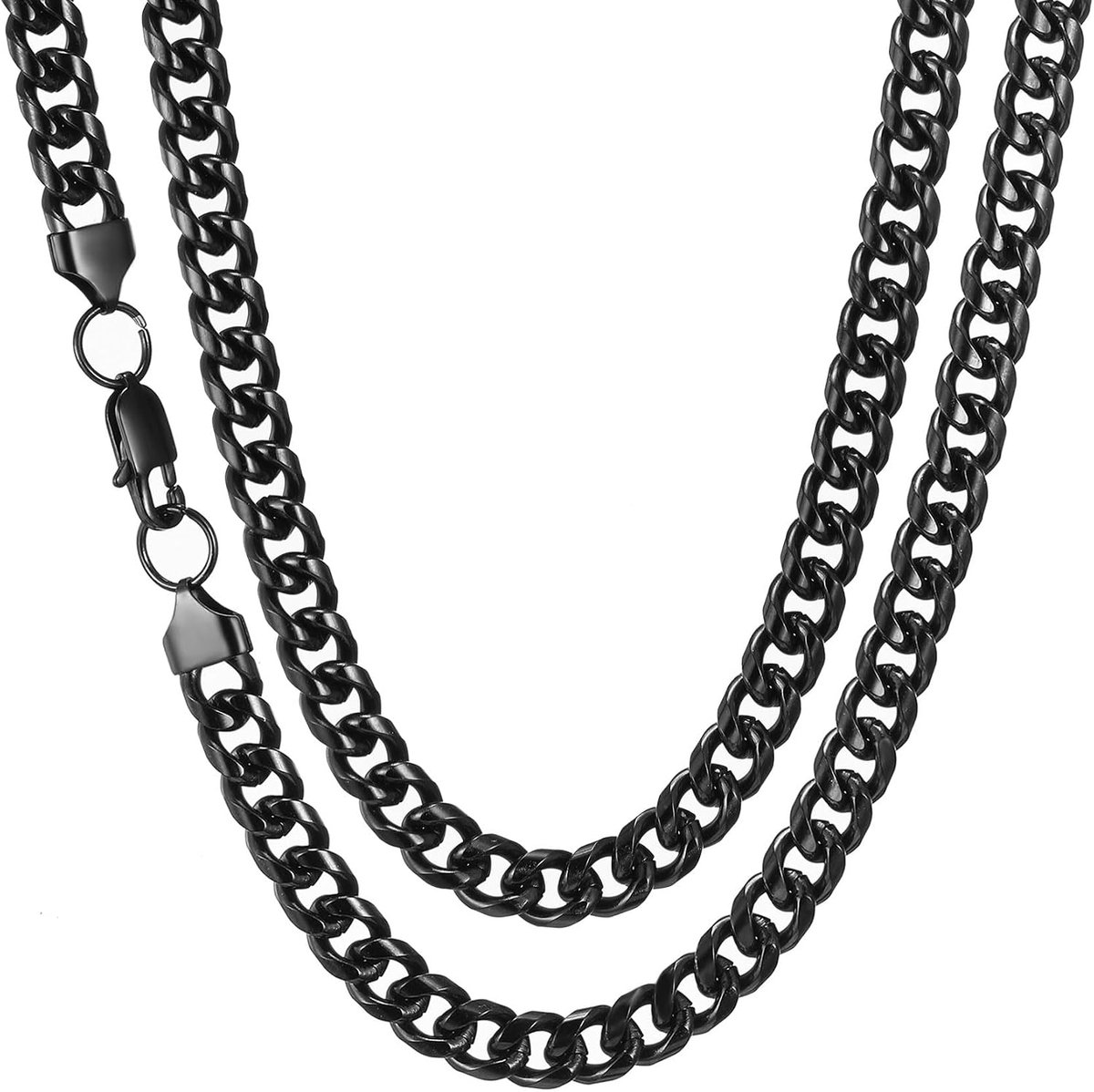 Ketting voor Heren Zilver/Goud/Zwart Cubaanse Herenketting Roestvrij Staal Klassieke Pantserketting 3/4/5/6/7/8mm Hip Hop Halsketting Lengtes 45-65cm Sieraad Cadeau voor Mannen Dames