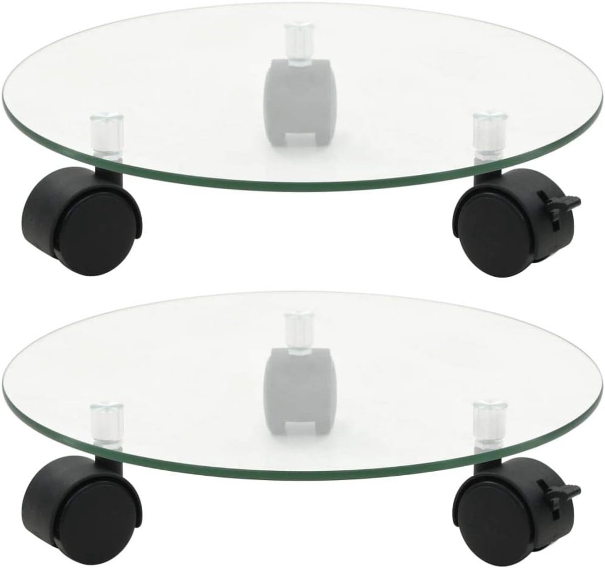 Treeplanken met wielen voor planten, van gehard glas, rond, 28 cm, meubels voor thuis, binnen en buiten, woonkamer, slaapkamer
