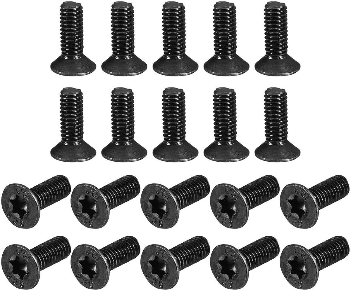 Diefstalbeveiligingsschroeven met platte kop Torx M4 - 0,7 x 12 mm, 100 stuks gelegeerd staal 10,9, Torx-aandrijving, verzonken kop, volledige schroefdraad, zwart geoxideerd oppervlak