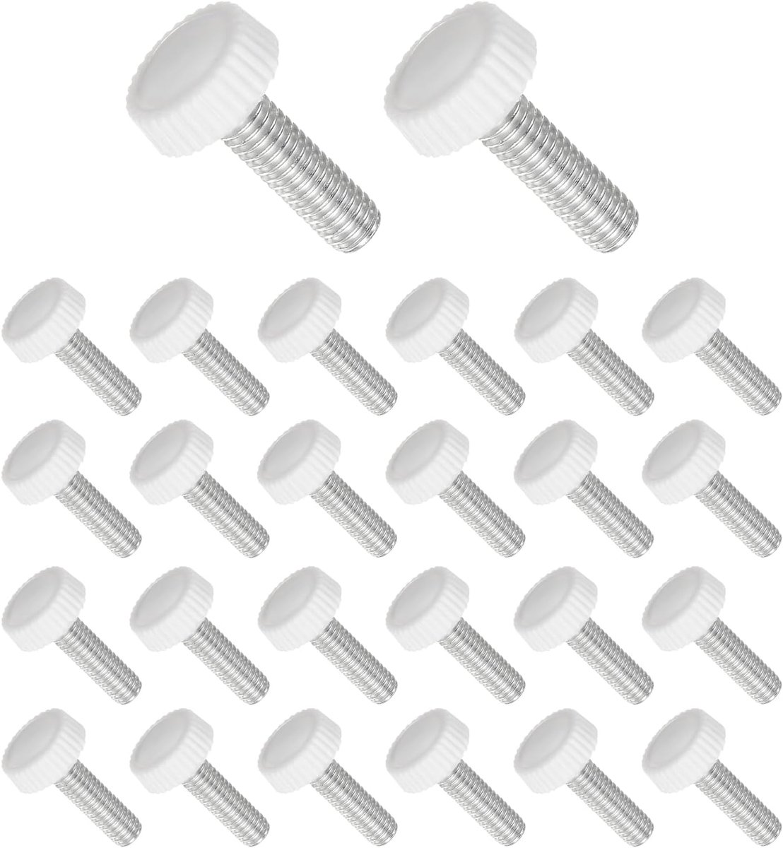 gekartelde knoppen, M6 x 20 mm buitendraad, witte ronde kop klemschroef schroefdraad stud handknoppen grip, (Toepassingen: voor machines draaibanken), 30 stuks