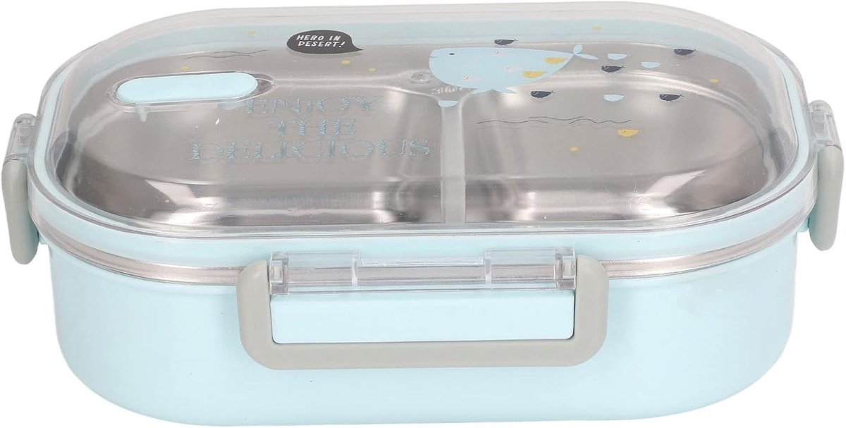 Lunchbox Met Compartiment - Roestvrijstalen Container Met Siliconen Voering Voor Studenten en Kinderen (Transparant)