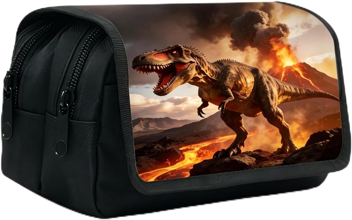 Potloodtas, grote capaciteit, dinosaurus, potlooddoos, tyrannosaurus potlooddoos, tieners, studenten, kantoorbenodigdheden, openingsgeschenken, dubbellaagse opnametas voor