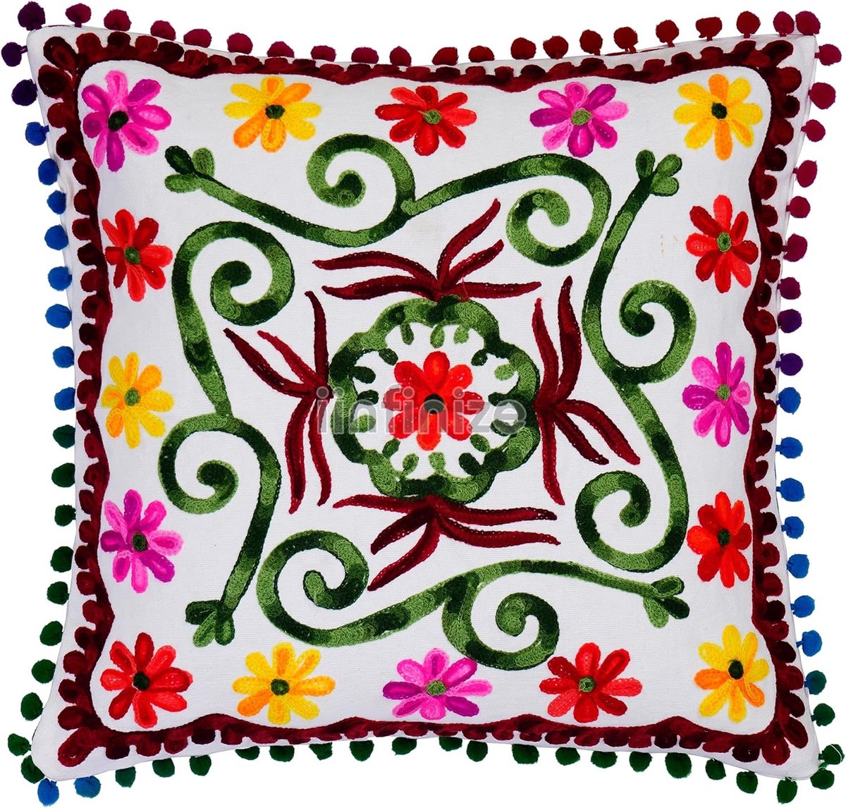 Decoratieve Kussensloop 40x40 cm - Gembroide Suzani - Multifunctioneel voor banken - SnelShoppen