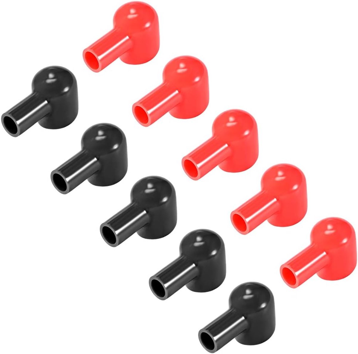 sourcing map Rubberen beschermkappen voor batterijklemmen, zwart, rood, 10 mm x 20 mm, 5 paar