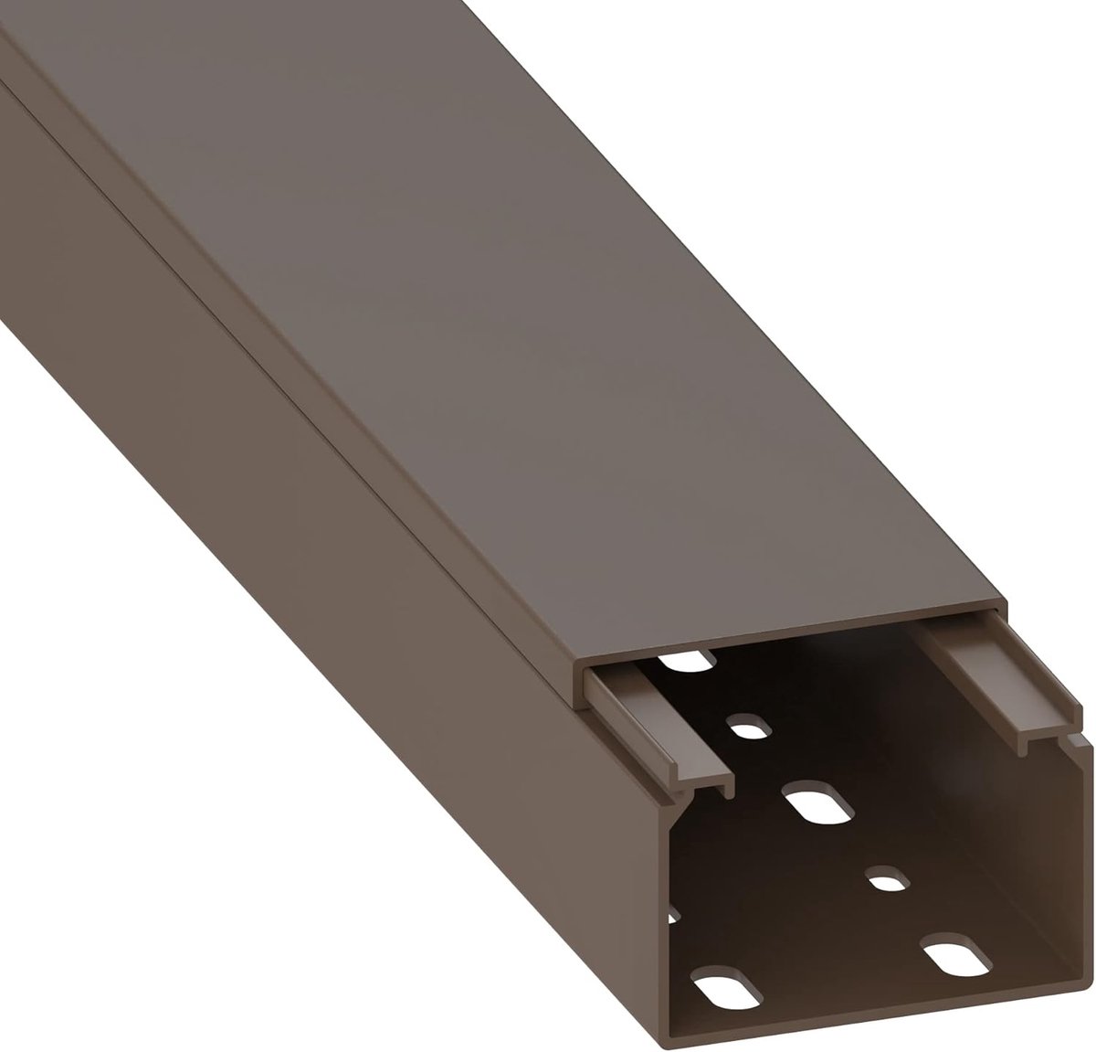 Kabelgoot (met montagegaten in de bodem) 40x60 mm van PVC, kleur: bruin, lengte 1 m