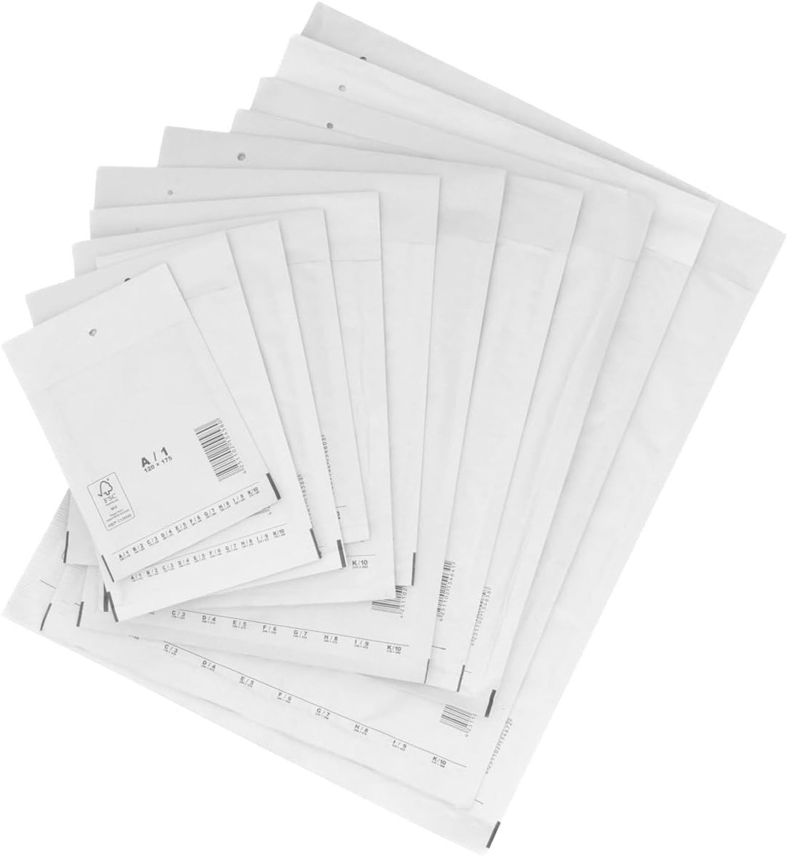 Verpacking luchtkussenenveloppen 120x175 mm A1 Wit verzendtassen - luchtkussenenvelop polsterveloppen zelfklevend 50 stuks