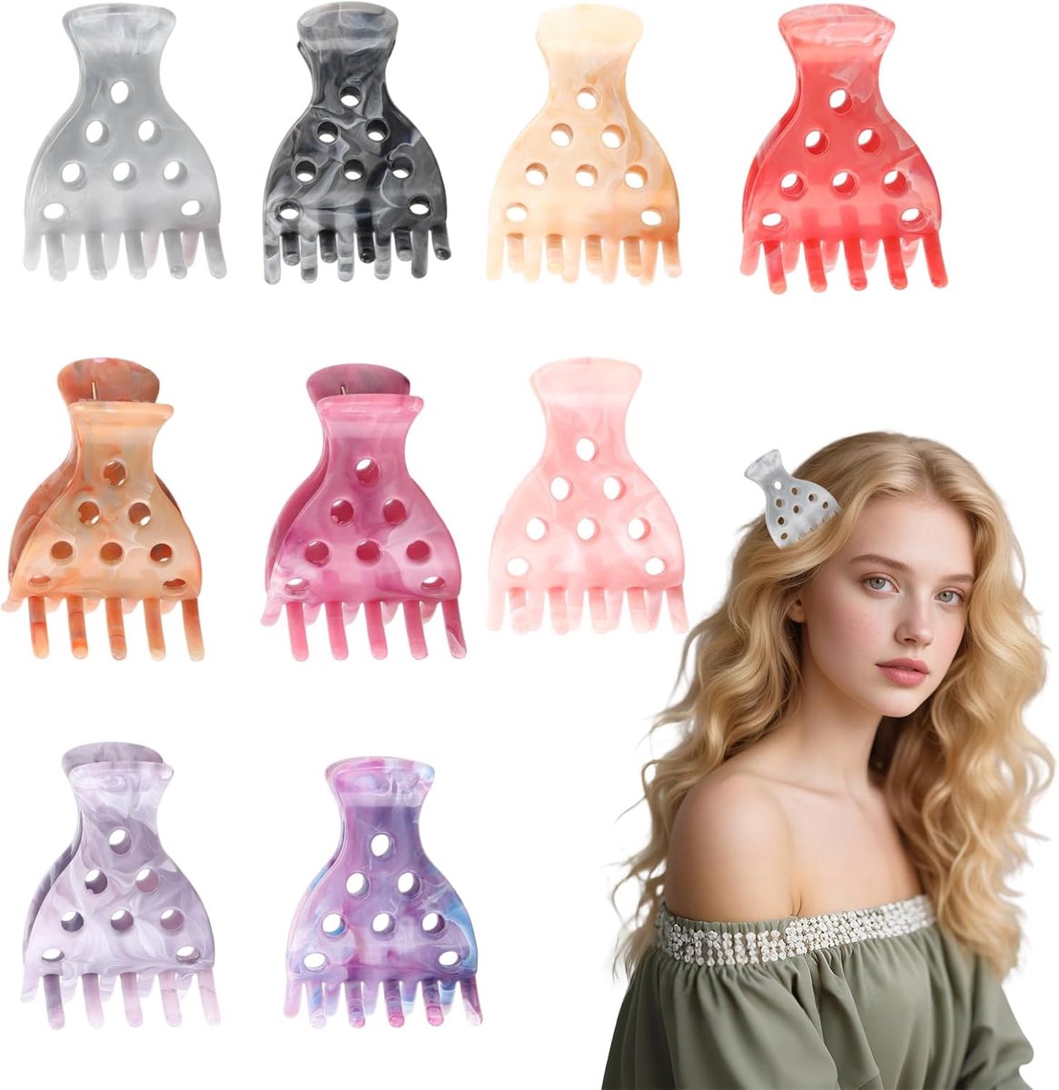 9 Volumen Clips voor Haarwortel, Haarklemmen voor Krullen en Golven, Haarclips om Krullen te Fixeren, Volumen Haarclips voor Styling, Diffuser, Droog en Meer Volume bij de Haarwortel