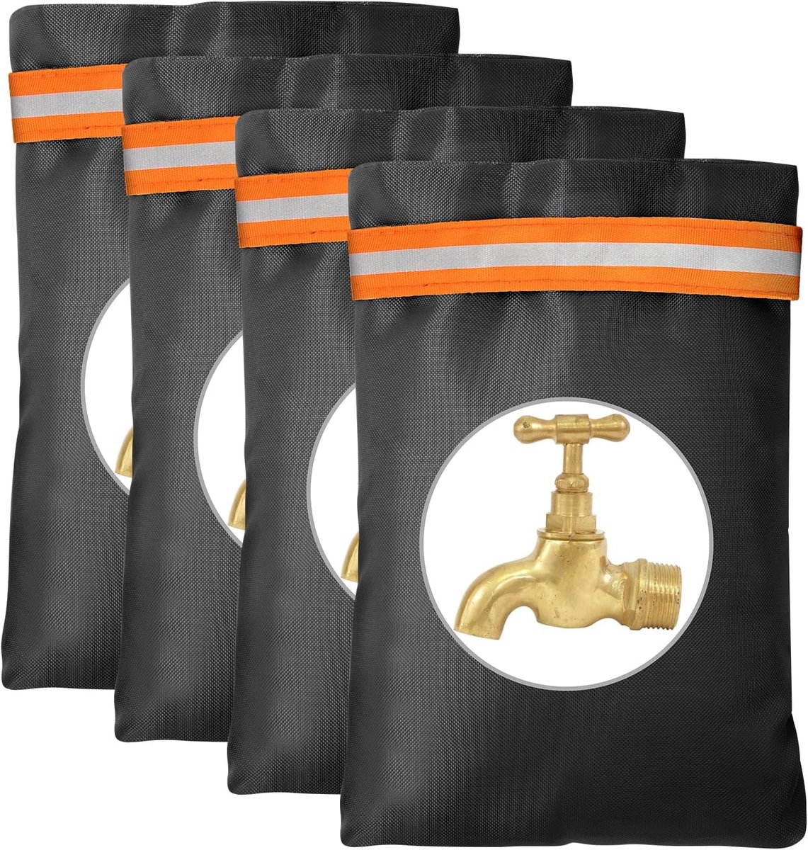 Buitenkranen voor de winter, 4 stuks grote buitenkraanhoes, geïsoleerde beschermer, waterdichte en verdikte thermische kraanjas beschermt je kraan tegen bevriezing en barsten (oranje)