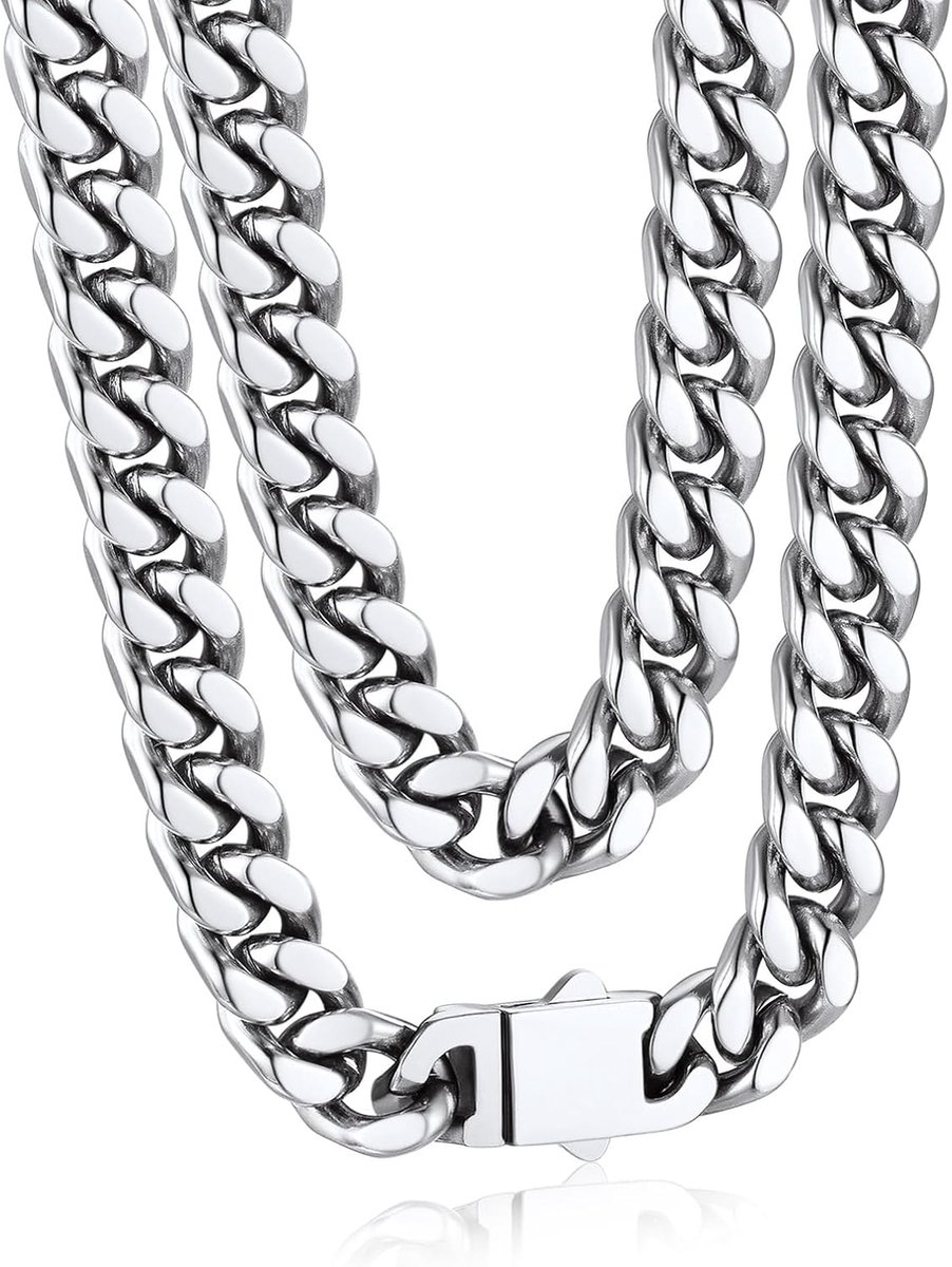 Halsketting voor heren, roestvrij staal, 5 mm breed, zilver/goud/zwarte ketting voor heren, selecteerbaar, 45 tot 76 cm lang, modesieraad, hiphop-ketting accessoires voor mannen en jongens