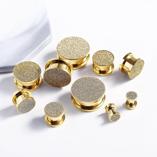 Tunnels Rvs 6G Oortunnels Mannen 4-20mm Rond met Matte Plugs en Tunnels Goud, 6mm, Roestvrij staal, Geen edelsteen — afbeelding 2