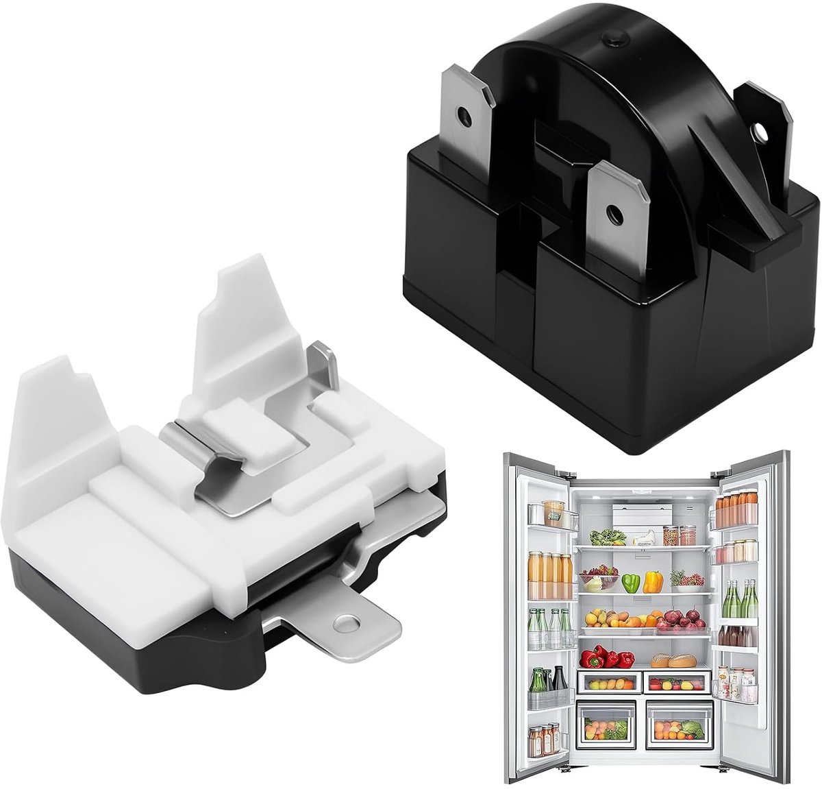Relais voor Starten QP2-4.7 PTC 3-polig 4,7Ω met Overbelastingsbeveiliging 6750C-0005P 1/2 HP, Relaiskit en Beschermer voor Koelkastcompressor, Mini Koelkast en Diepvrieskast