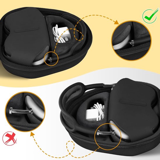 Co2CREA Draagtas, compatibel met Apple AirPods Max-hoofdtelefoon, schakelt de hoofdtelefoon direct in de slaapmodus, verbeterde smart case voor hoofdtelefoon (alleen tas) van Co2CREA — afbeelding 5