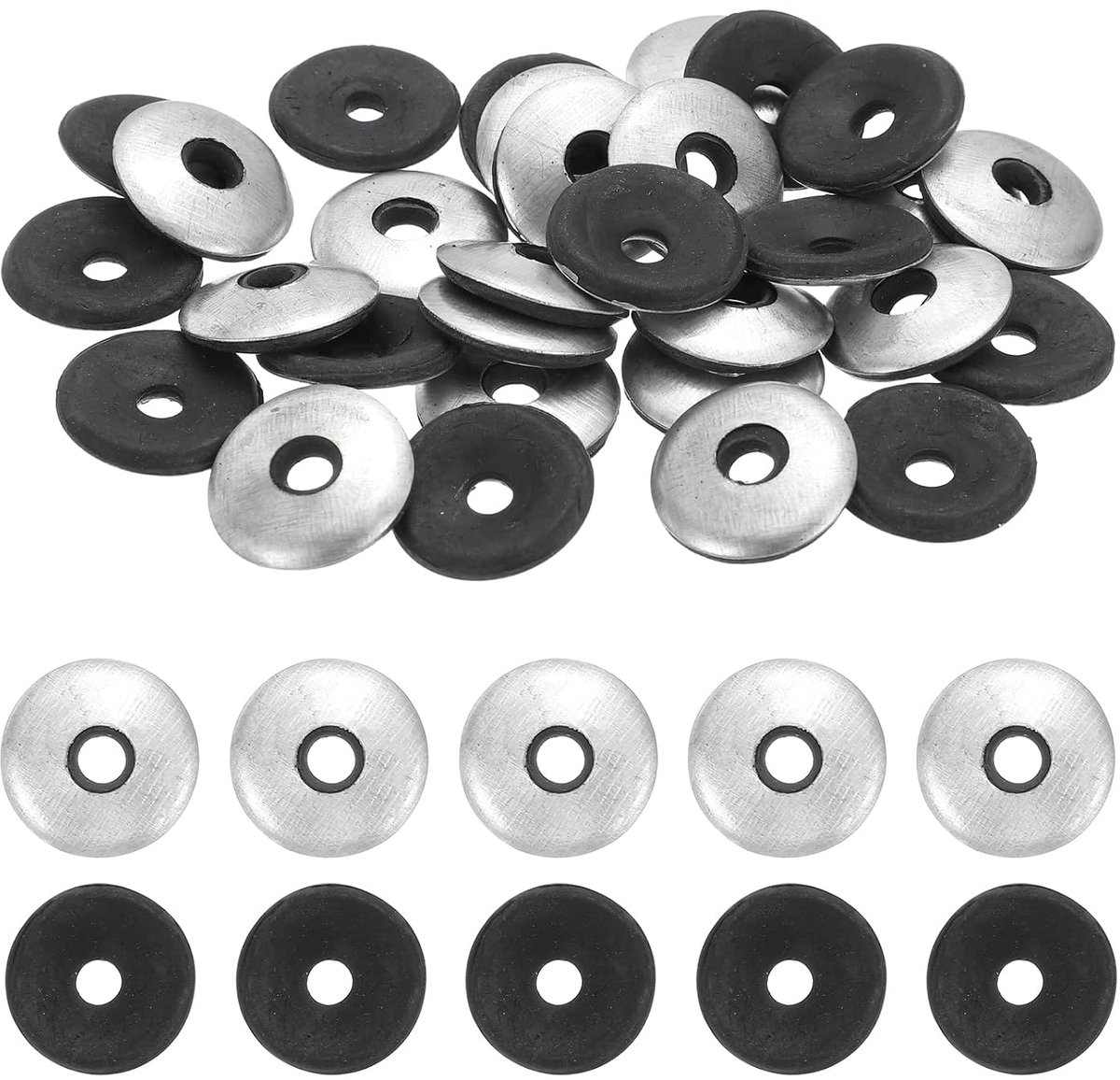 110 stuks afdichtingen van koolstofstaal EPDM gelijmd, #12 x 3/4" neopreen schokdemperafdichting voor machineschroeven (M5,5x19mm)