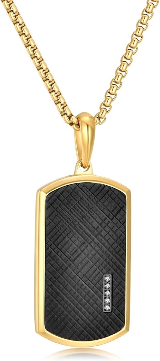Black Tag Ketting voor Mannen, Roestvrij Staal/Vergulde Roestvrij Staal Ketting