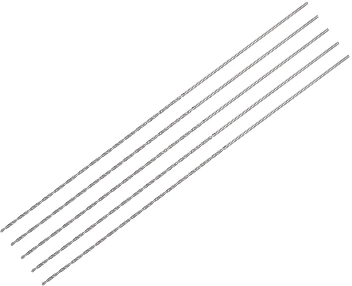 sourcing map 5 stuks 1 mm mini micro spiraalboor hogesnelheidsstaal rechte schacht extra lange metaalboor 120 mm voor aluminiumlegering
