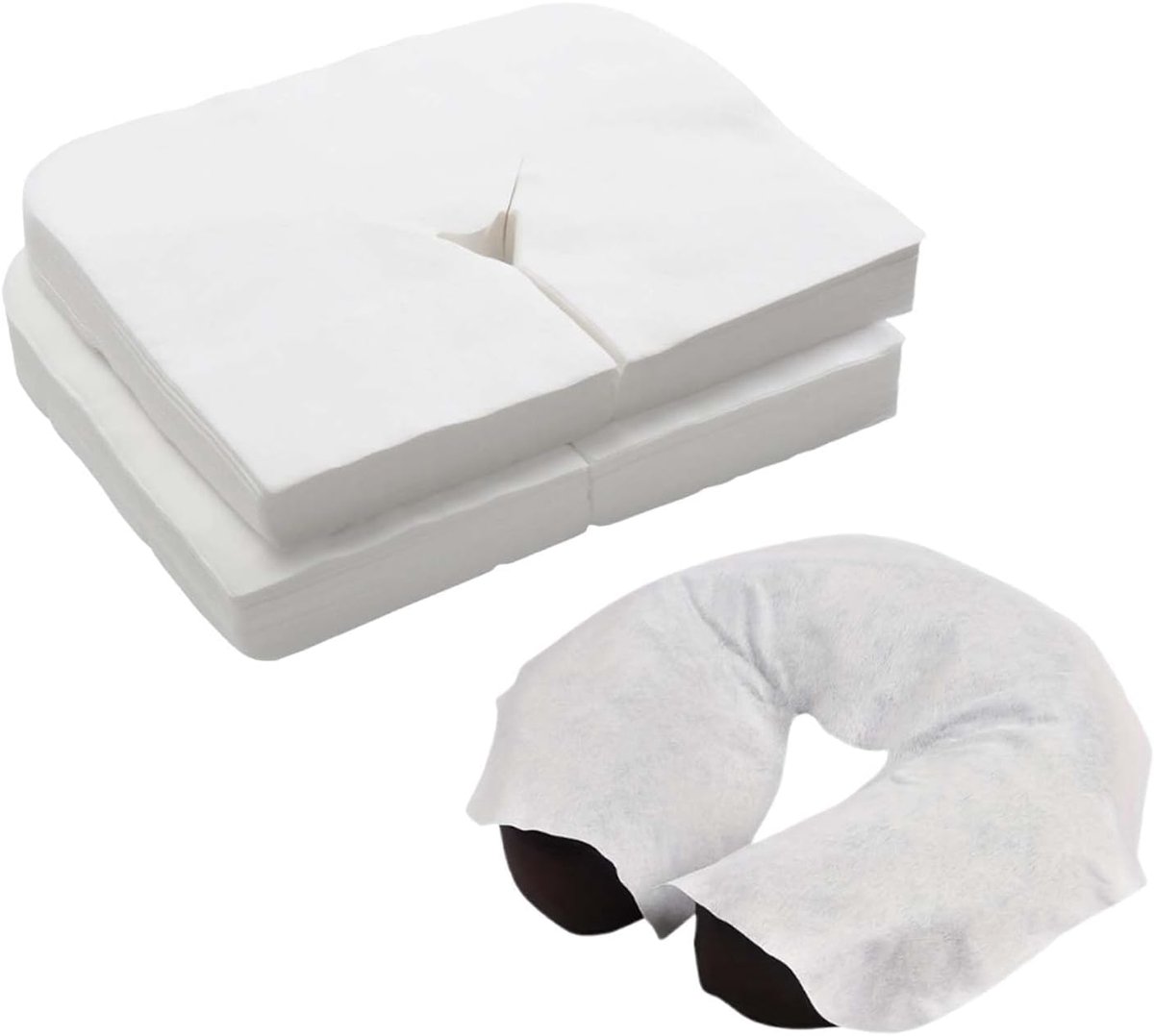 200 stuks gezichtssteunen Wit, 40 * 32 cm gezichtssteun massage Vliesstof, gezichtssteunen, vliessteunen voor massagetafels, voor massagestoelen, massagestoelen, behandelingsstoelen etc