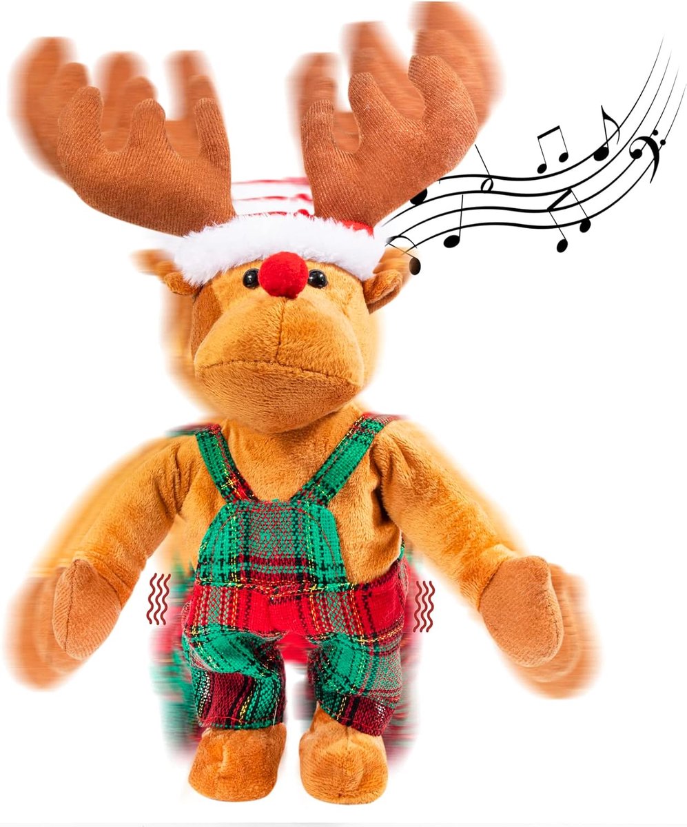 Twerking Rudolph De Roodneusrendier Geanimeerd Pluche Speelgoed Kerstmis Zingend en Dansend Gevuld Dier voor Kinderen