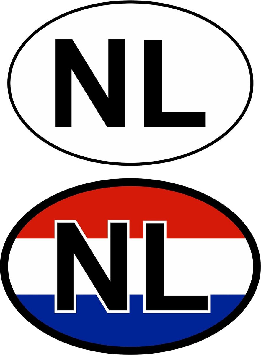 Nederlandse sticker auto buitenland kentekenplaat 2 stuks - contour snede 9 x 14 cm - perfect voor reizigers - ShopVlot