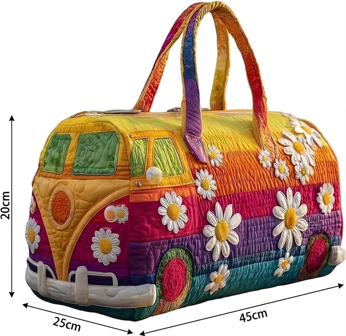 Reistas L - Gewatteerde boho-stijl met vintage bloemen - Grote capaciteit - Ideaal voor weekendtrips - ShopVlot