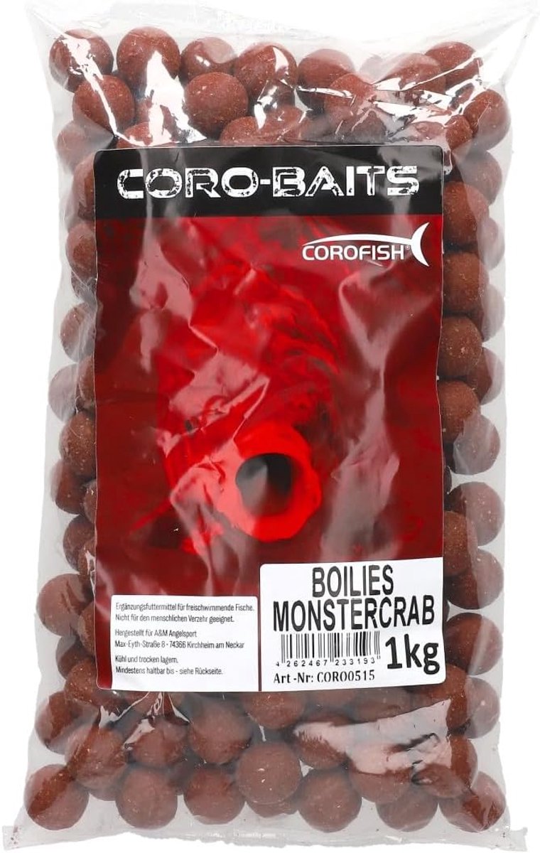 Boilies 20 mm 1 kg - halibut, aardbeien, knoflook, maïs - sterke aroma's - gericht op karpervissen - ShopVlot