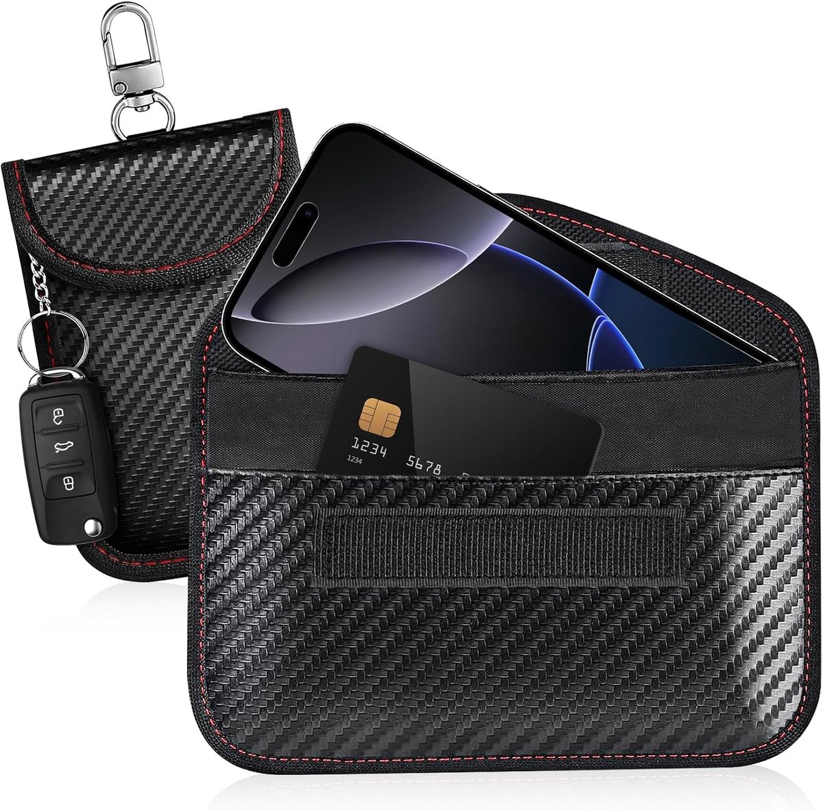 Mobiel toont signalen blokkeren - set van 2 telefoonhoezen - carbon fibre - bescherming tegen straling - ShopVlot