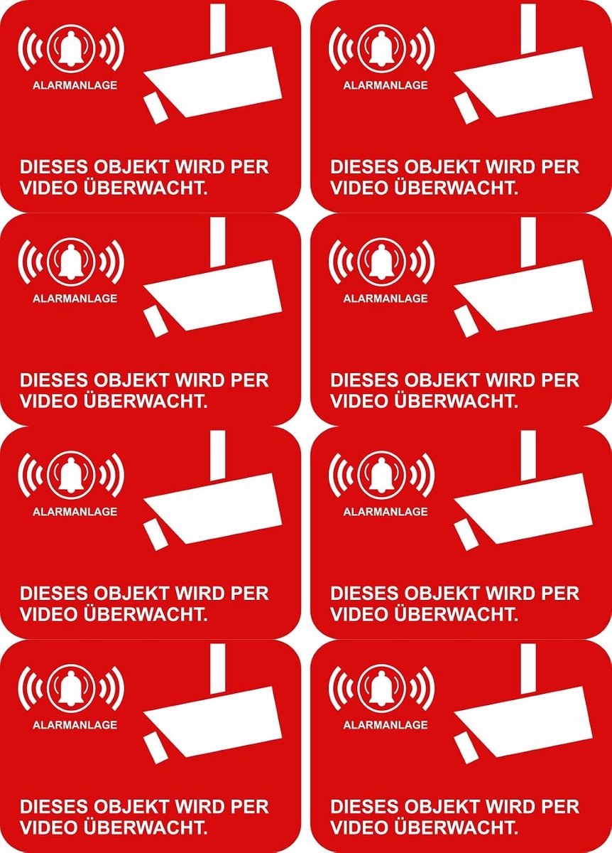 Stickers Alarm Beveiliging 7x5cm - Zelfklevend Premium Kwaliteit - Weerbestendig en UV-bestendig - Bescherm je eigendom - ShopVlot