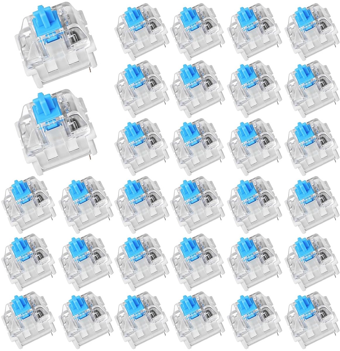 mechanische schakelaars 30 stuks - blauwe kleur - transparante as - nauwkeurige click - ideaal voor gaming - ShopVlot
