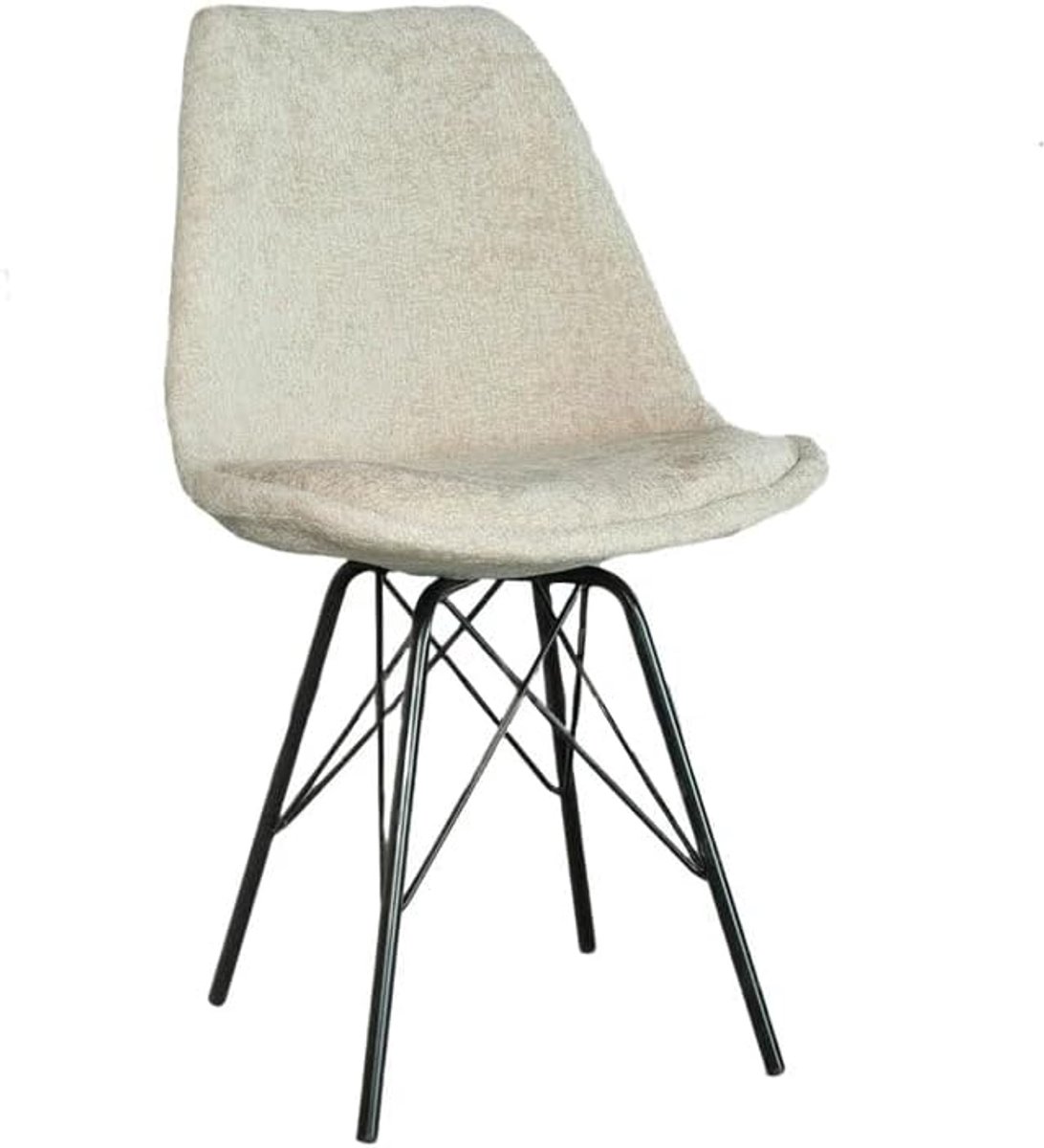 Eetstoel beige chenille - Viga - eenvoudig te monteren - stijlvol en comfortabel - ShopVlot