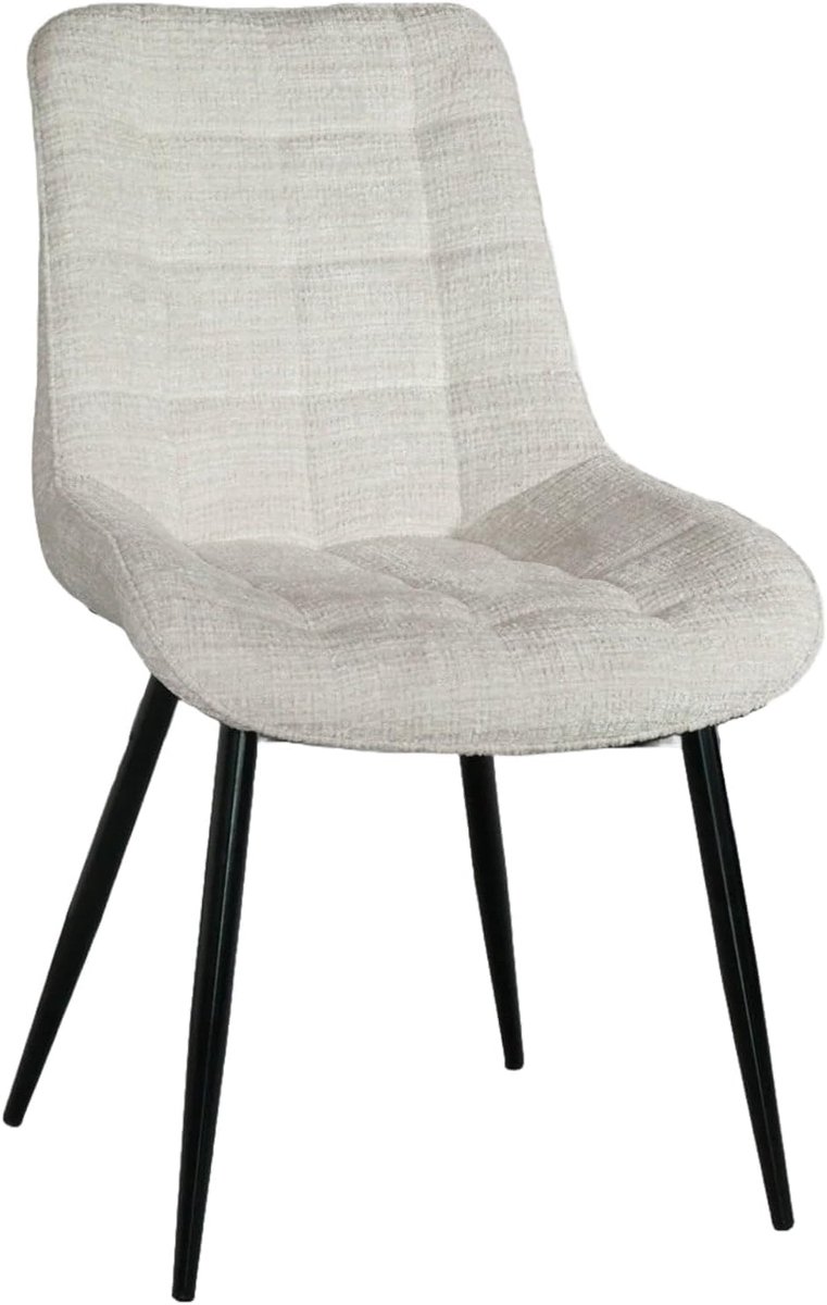 Eetkamerstoelen set van 6 - Lynn - witte stof - eenvoudige montage - stijlvol en comfortabel - ShopVlot