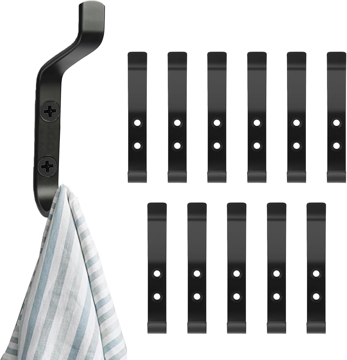 Garderobehaken 10 stuks - Aluminium - Voor akoestische panelen - Ideaal voor jassen en handdoeken - ShopVlot
