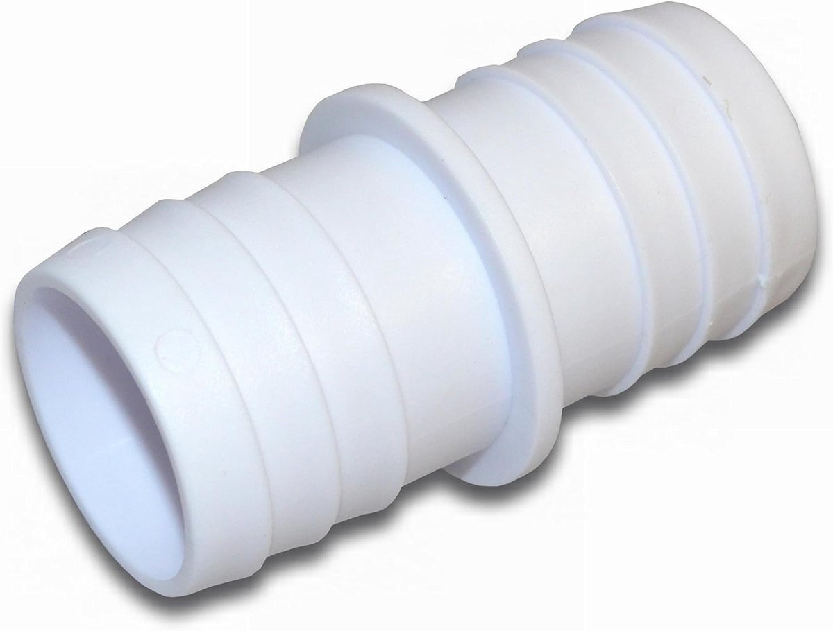 PVC dubbel slangstuk d 32 mm - ABS kunststof - wit - ideaal voor slangaansluitingen - ShopVlot