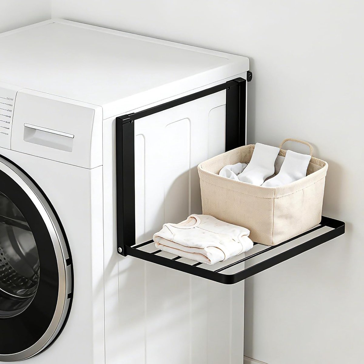 Wasmachine rek 40,5 x 25 cm - magnetisch - opvouwbaar - voorkomt vallen van handdoeken - ShopVlot