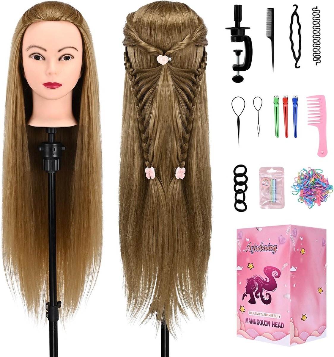 Frisierkopf 28-Inch - Gouden Gele Sinthetische Haar - Perfect voor Styling - Ideaal voor Kinderen - SnelShoppen