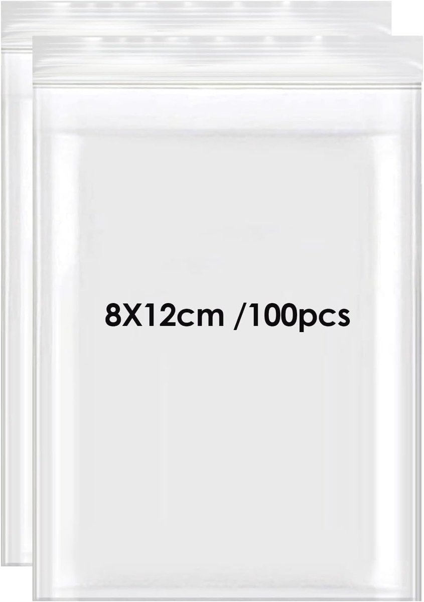 Plastic sluitzakjes 8 x 12 cm - Resealable, transparant - 100 stuks, herbruikbaar, voor keuken en sieraden - SnelShoppen