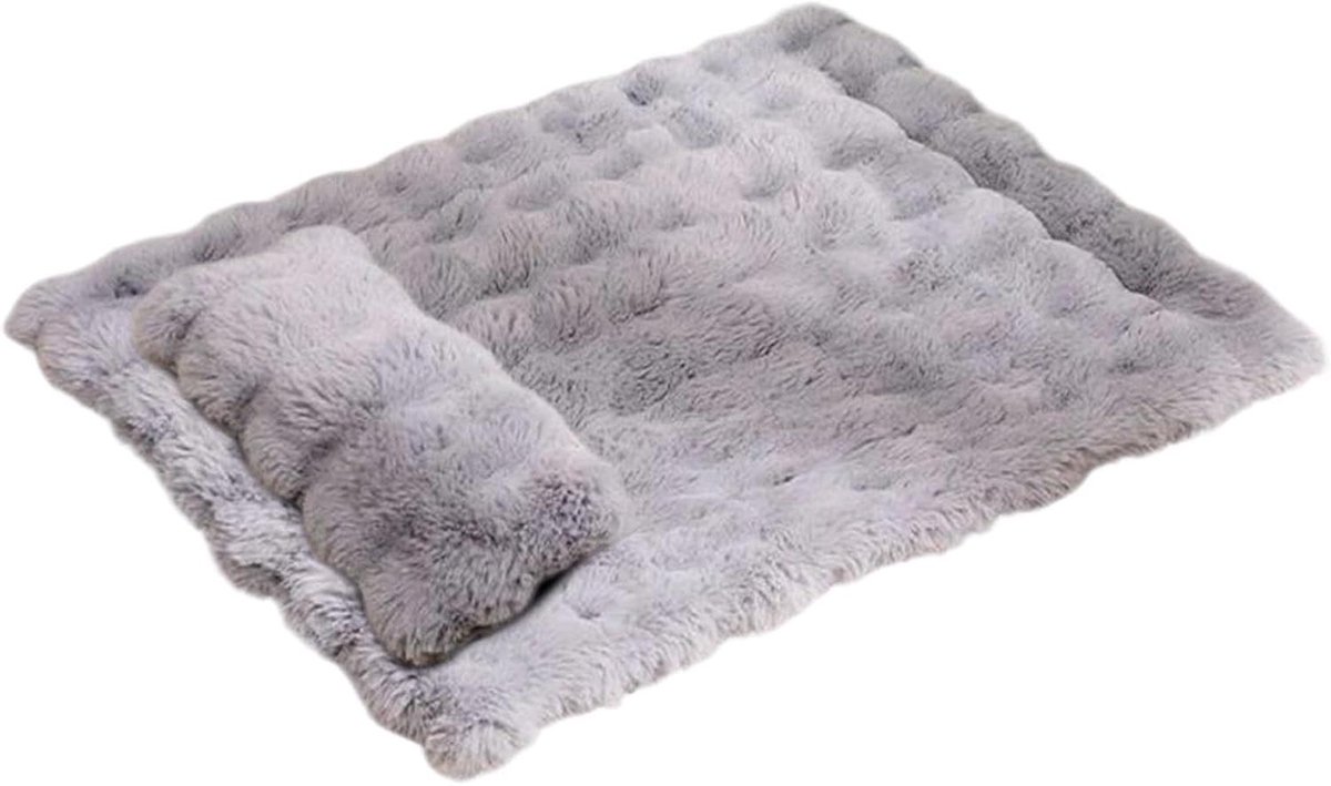 Kattenbed Warm - Huisdier deken - Comfortabel Rusten - Wasbaar Anti-Slip - Maat M - Grijs