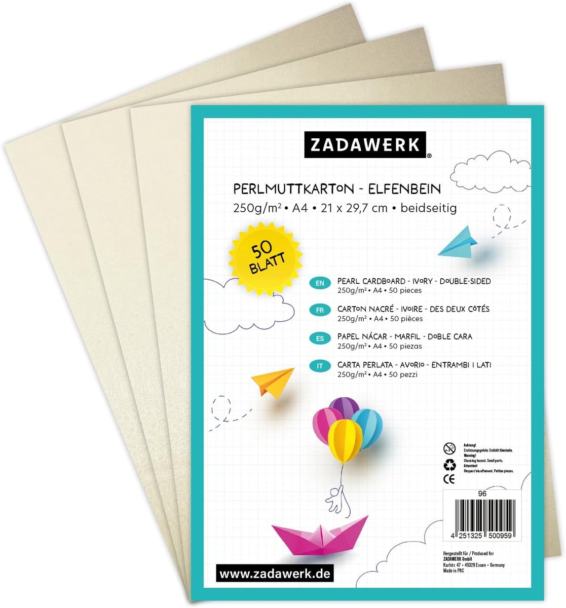 Papier A4 - 250 g/m² - Ivoor - Parelmoer decoratief papier voor kaarten maken - SnelShoppen