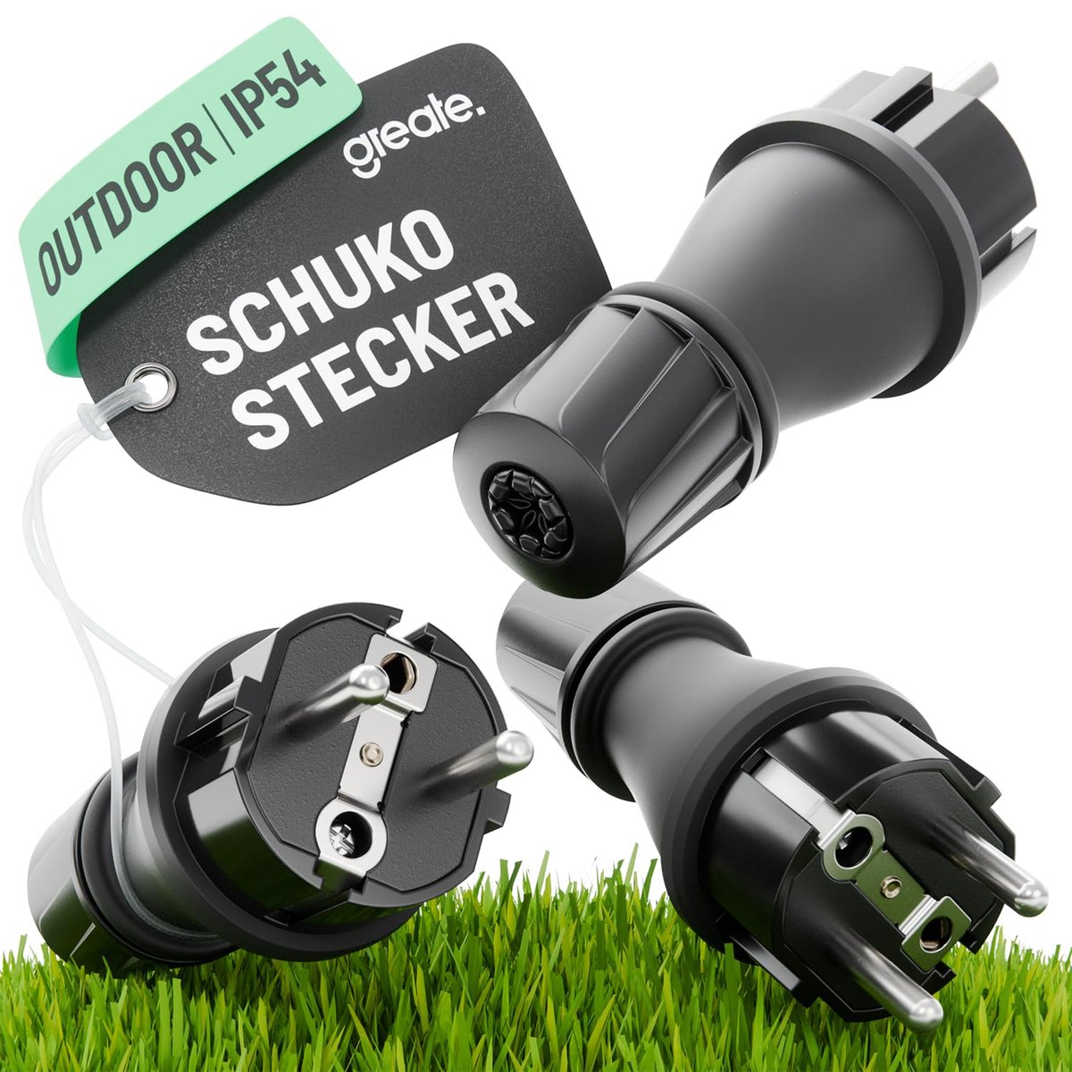 Schuko plug waterproof 230V - earthed stekker - IP54 certificering - ideaal voor buitengebruik - SnelShoppen
