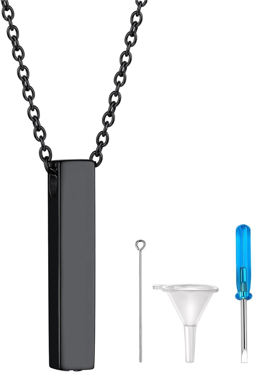 Urn Ketting voor As - Rvs Hanger met Foto - Gegraveerde Crematie Sieraden - Persoonlijke Herinnering - SnelShoppen