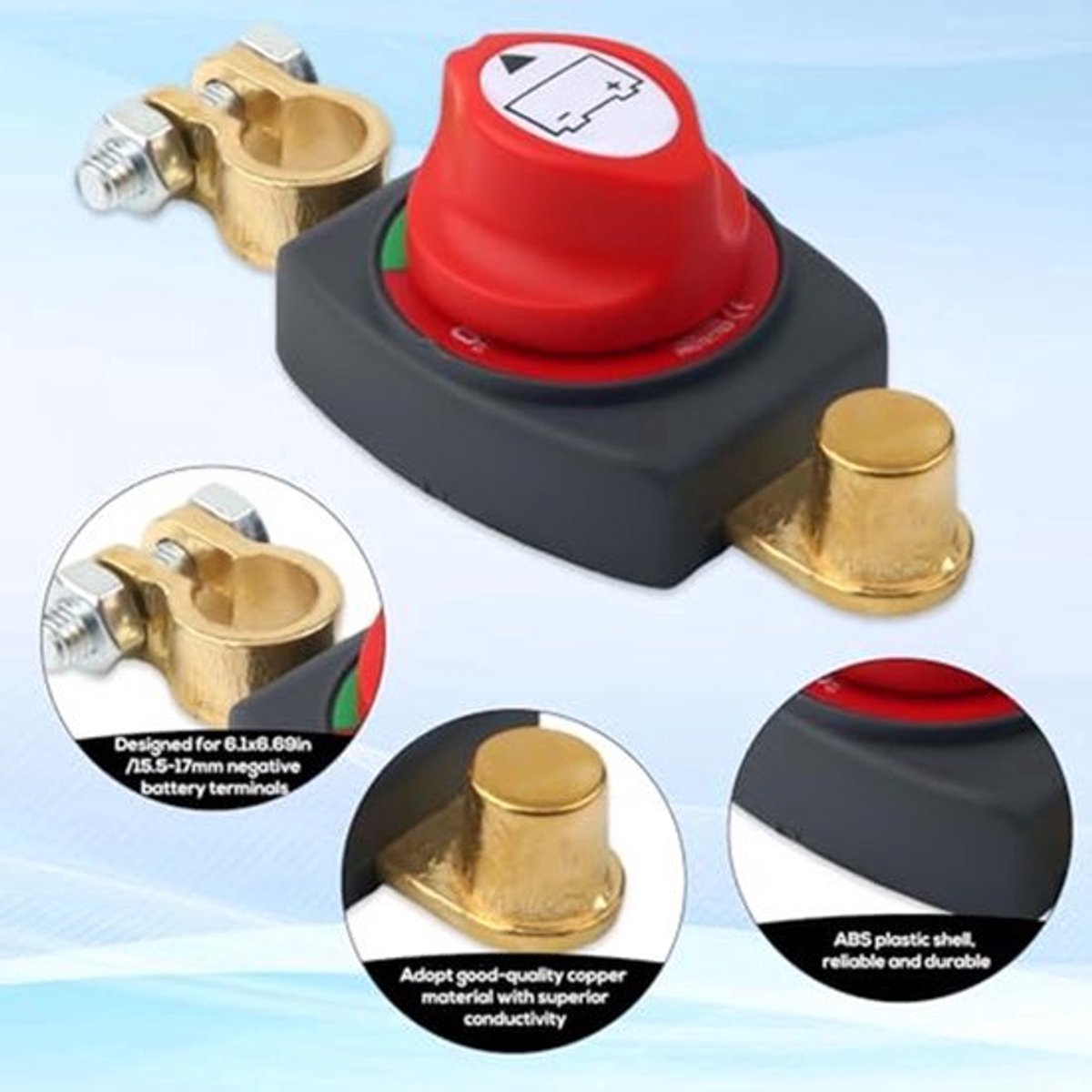 Battery Off Switch - Heavy Duty Car Battery Switch 12V-48V - Voor Negatieve Pool - Geschikt Voor Auto, Truck, Camper, Boot