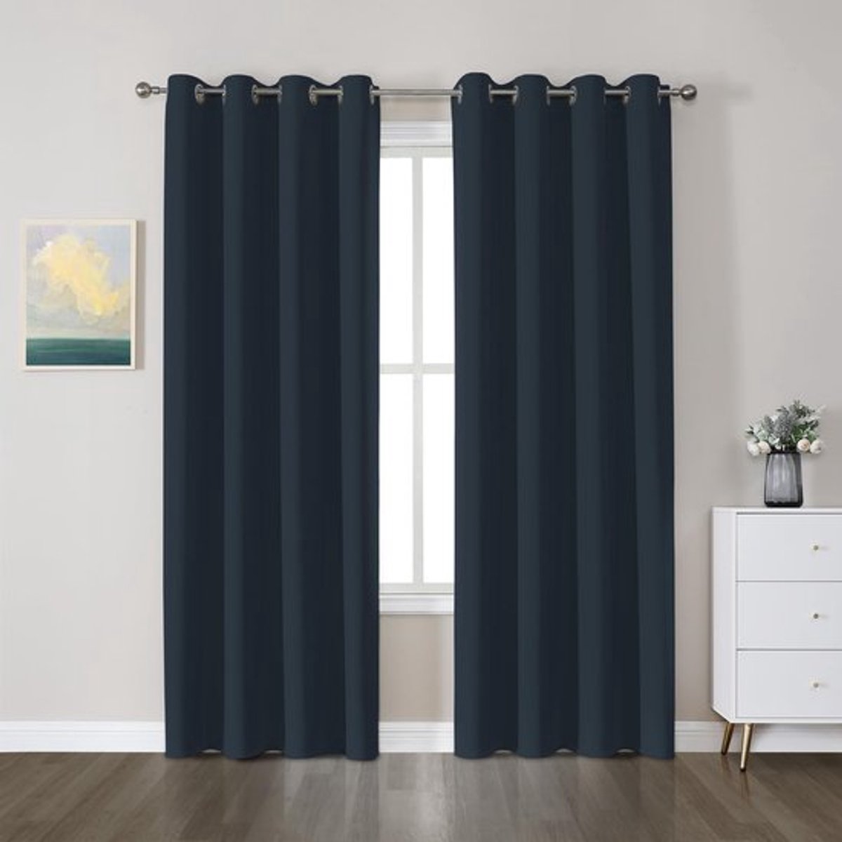 Zwarte verduisteringsgordijnen super zacht effen warmte-isolerend met ogen - H225 x B140cm set van 2, slaapkamer lichtgordijnen voor kinderkamer, kinderdagverblijf en deuren