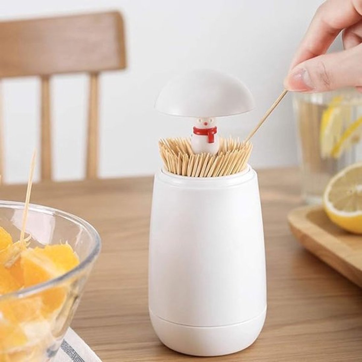 Eenvoudige tandenstokerdoos, restaurant verwelkomt creatieve persoonlijkheid, hoogwaardige opbergdoos, wattenstaafje, tandenstoker, automatische push-top beugel, pop-up tandenstoker (wit)