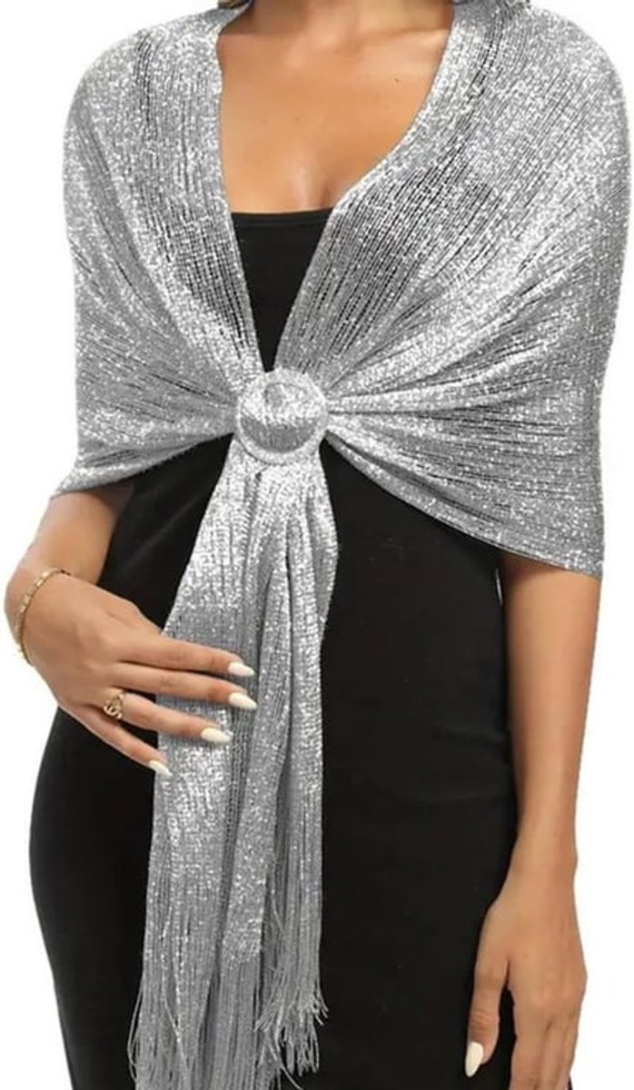 Metallic Dames Sjaal & Stola - Zilver - Dames - Feest, Bruiloft & Dagelijks - Cadeau